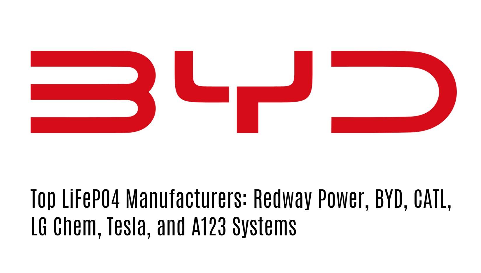 Top LiFePO4 Manufacturers: Redway Power, BYD, CATL, LG Chem, Tesla, and A123 Systems