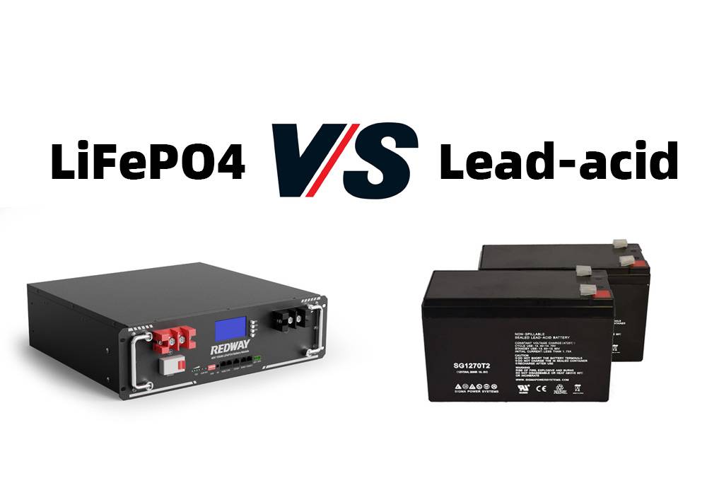 LiFePO4 VS Lead-acid Battery. lfp vs lead-acid. lfp vs agm. server rack battery 48v 100ah redway
