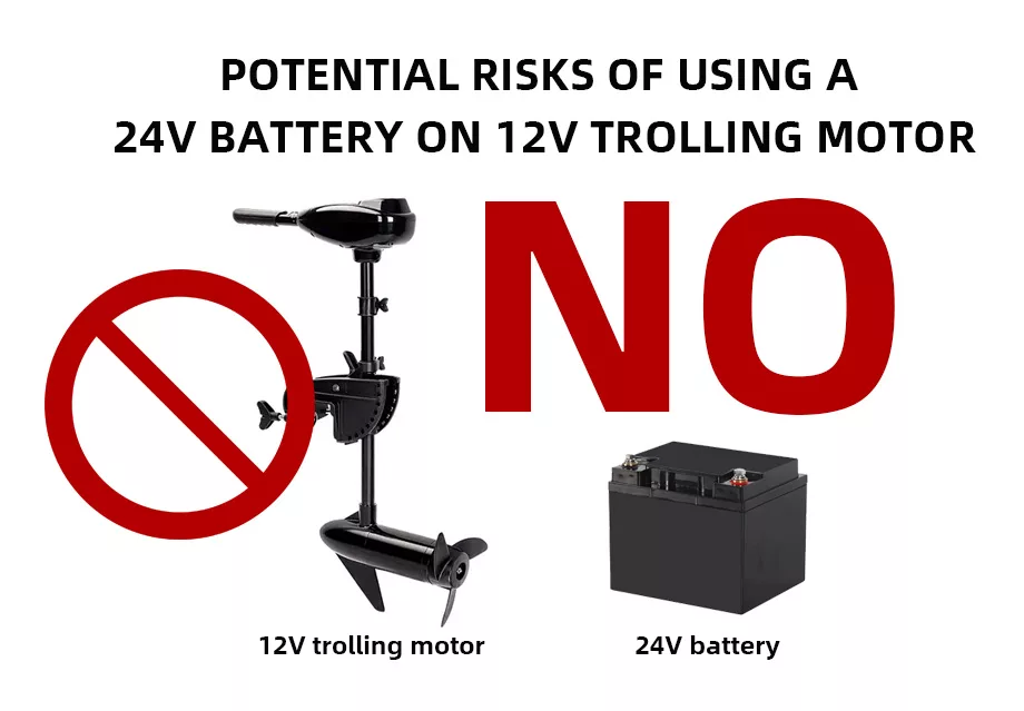 Potential risks of using a 24V battery on a 12V trolling motor