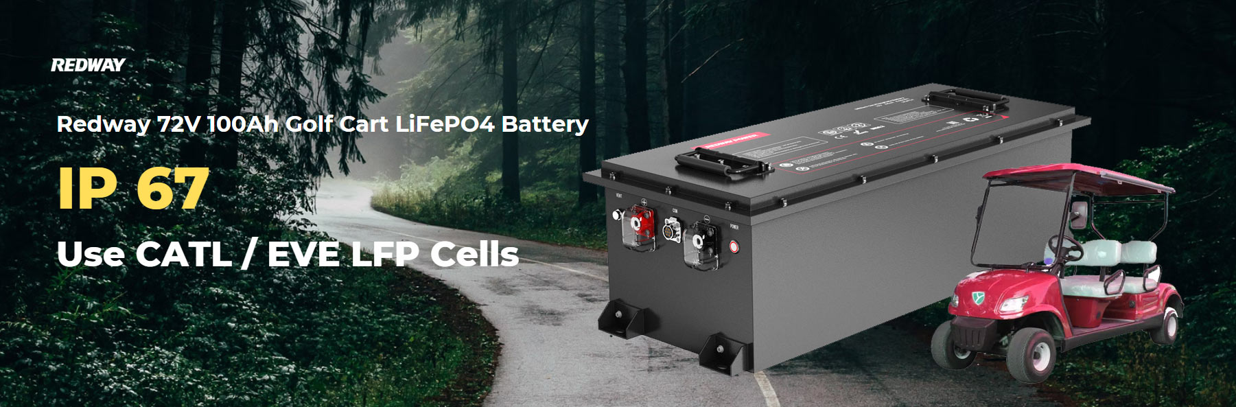 Is the battery waterproof? redway 72V 100Ah LiFePO4 Golf Cart Battery