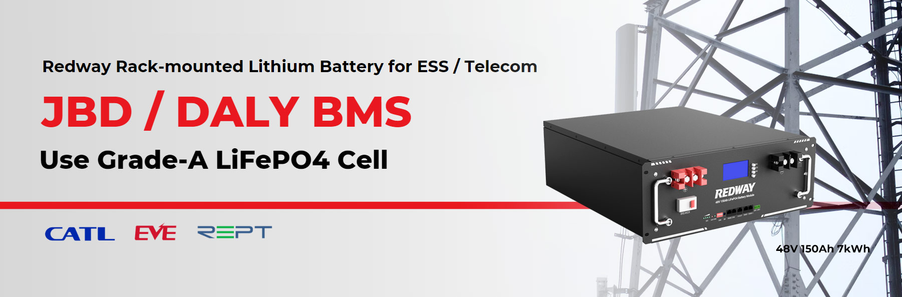 What protection features does the BMS include? redway PM-LV48150-TELECOM 48v 150ah server rack lithium battery