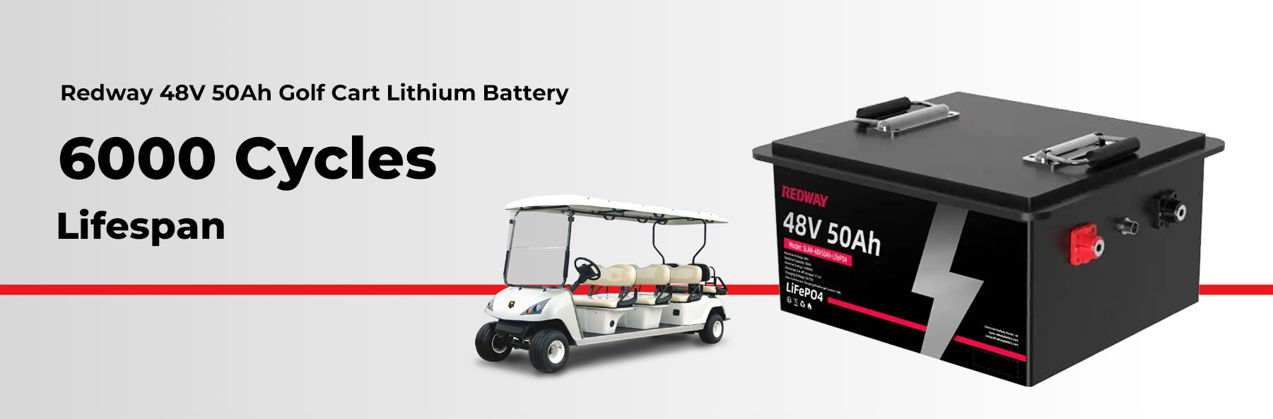 How long does the battery last before needing a replacement? redway 48V 50Ah Lithium Golf Cart Battery